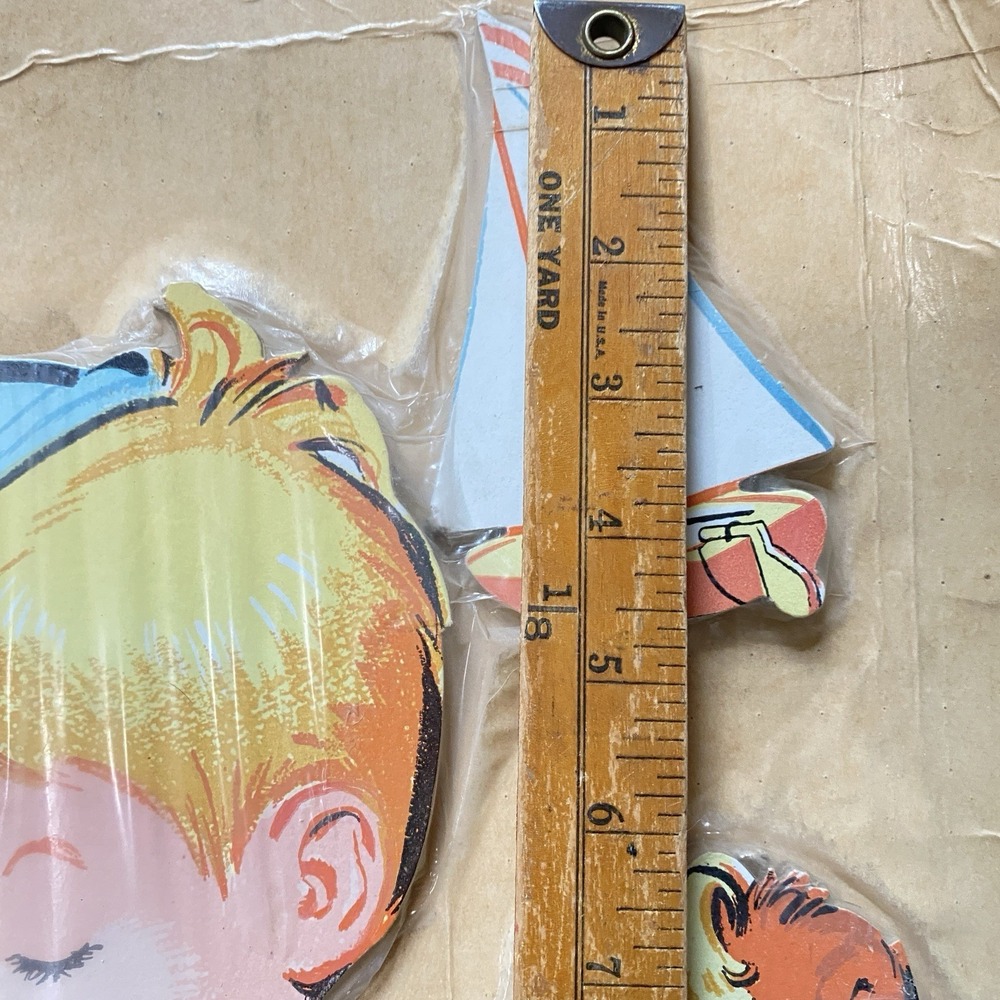 Vtg 50s Dolly Toy Co. Girl & Boy Praying w/ Dog Wall Decor Hanging Set NOS - Picture 7 of 9